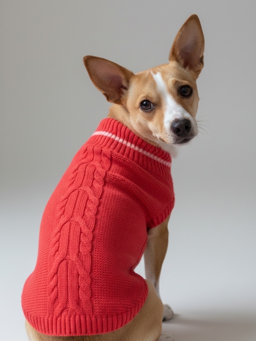 Coral Cable Knit Dog Sweater Blueberry Brand